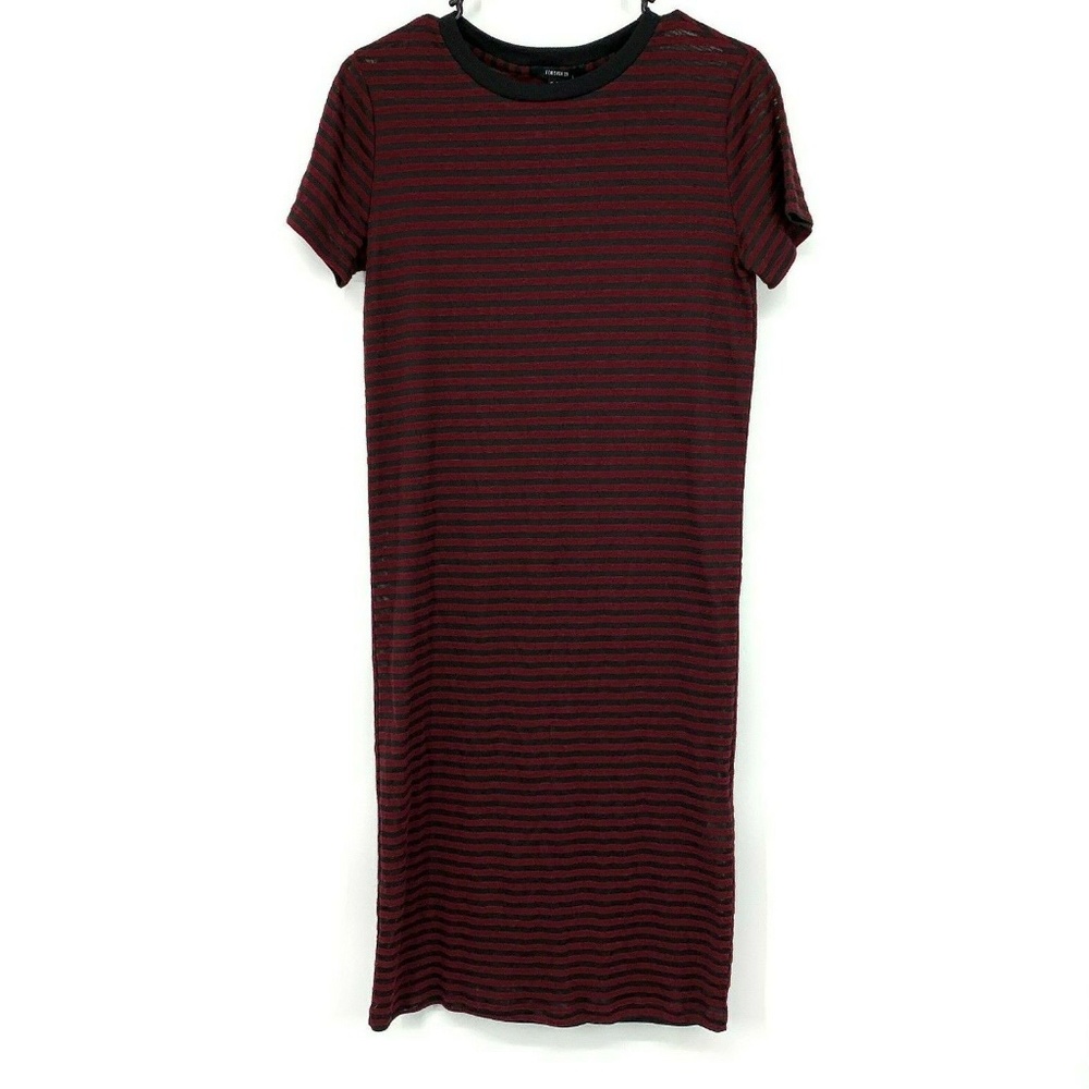 Forever 21 Burgundy Black Stripe T Shirt Dress